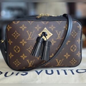 Louis Vuitton Monogram Canvas Saintonge Crossbody Bag in Black Trim Blck Tassels